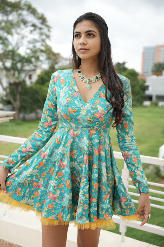 Ocean Sleeved Mini Dress