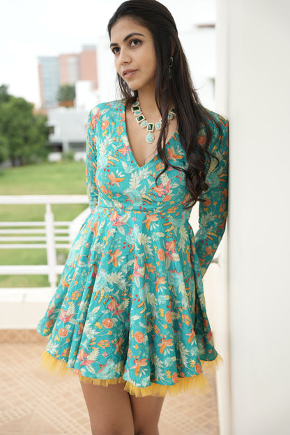 Ocean Sleeved Mini Dress