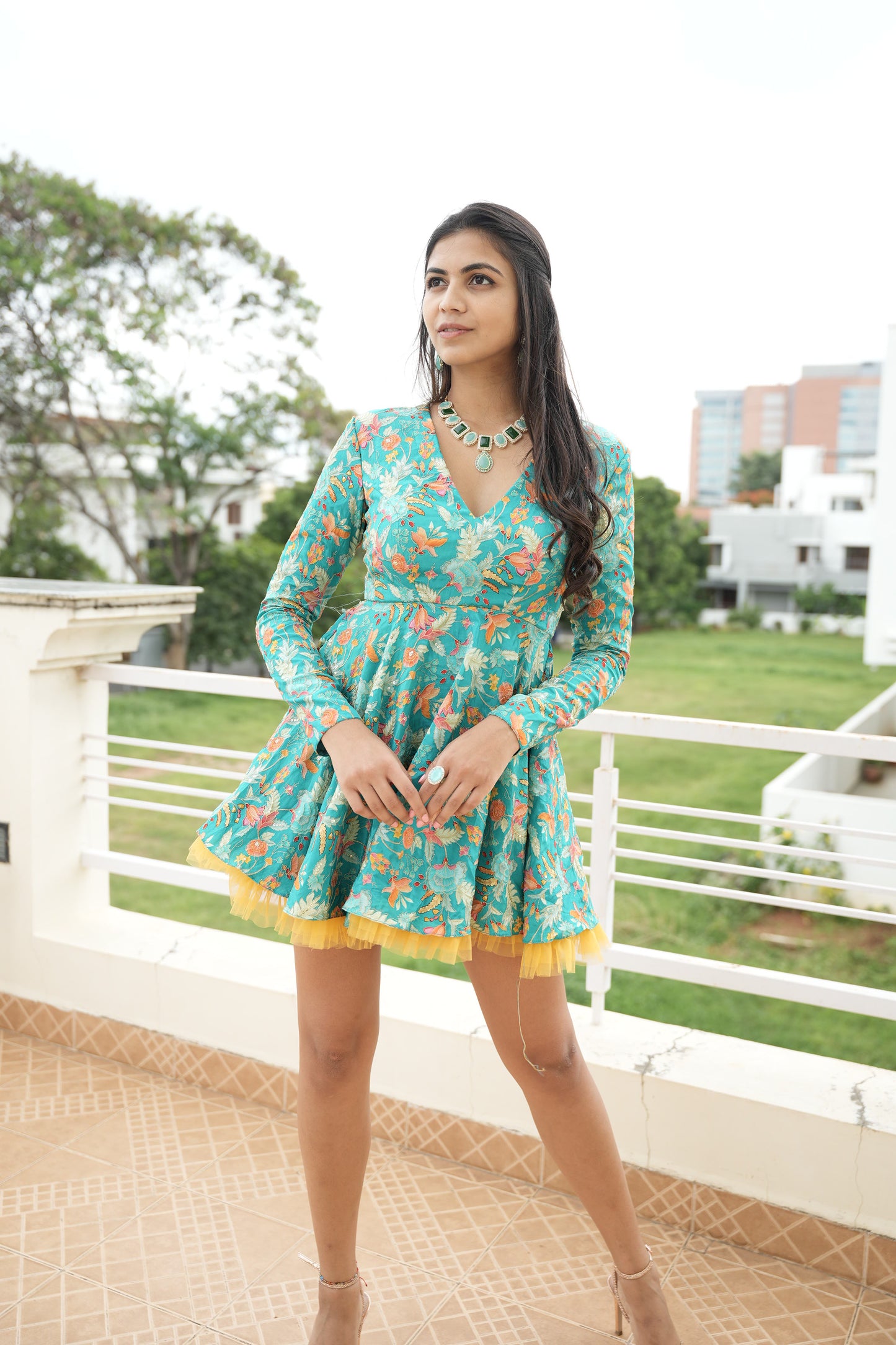 Ocean Sleeved Mini Dress