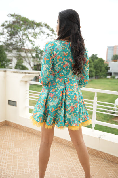 Ocean Sleeved Mini Dress