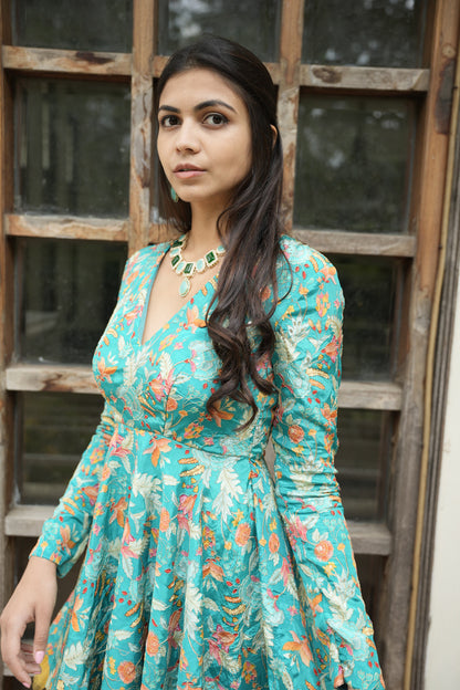 Ocean Sleeved Mini Dress